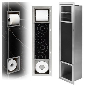 Suport hartie igienica incastrat cu spatiu depozitare Dario Chrome - Img 4