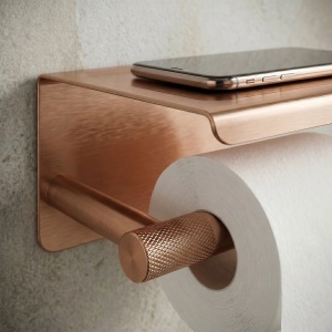 Suport pentru hârtie igienică cu poliță Rea 6613 Modern Copper Brush - Img 3