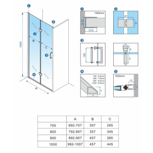 Usa de dus batanta pentru nisa ZES-KZ21C negru mat 90 x 195 cm sticla 6 mm - Img 9