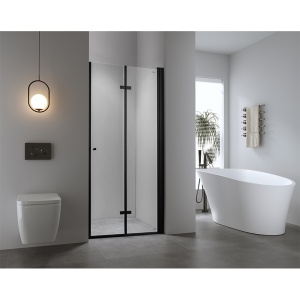 Usi pentru dus cu rame negre si sticla securizata 6mm SH01 B 90 cm - Img 4