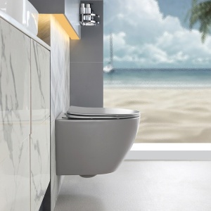 Vas de WC suspendat Mizu Grey Matt, rimless cu capac softclose - Img 2