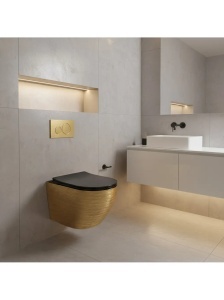 Vas WC Rea Carlo Mini Tornado Black Brush Gold - Img 2