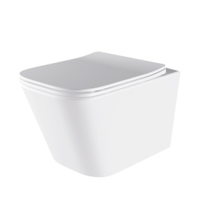 Vas WC suspendat Aqua White 02, rimless cu capac din duroplast si inchidere softclose - Img 6