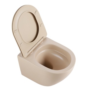 Vas WC suspendat Flow Tornado Cappuccino, rimless cu capac soft close duroplast - Img 5