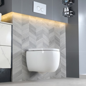 Vas WC suspendat Lake Tornado White Glossy, rimless cu capac softclose - Img 6