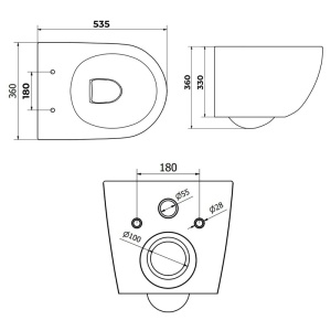 Vas WC suspendat Mizu Tornado White TR-02, rimless cu capac din duroplast si inchidere softclose - Img 13