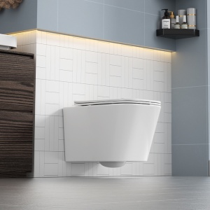 Vas WC suspendat Rain White Glossy, rimless cu capac softclose - Img 8