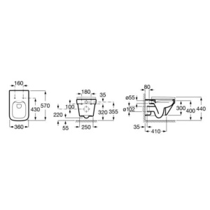 Vas WC suspendat Roca Dama rimless alb 57 x 36 cm - Img 3