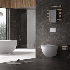 Vas WC suspendat Tornado Nero White 03, rimless cu capac din duroplast si inchidere softclose - Img 2