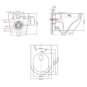 Vas WC suspendat Tornado Nero White 03, rimless cu capac din duroplast si inchidere softclose - Img 12