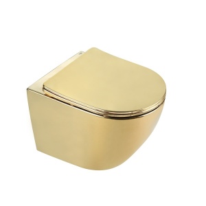 Vas WC suspendat Yuzu Gold, rimless cu capac softclose