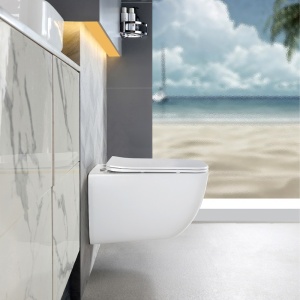 Vas WC suspendat Yuzu Tornado White, rimless cu capac softclose - Img 4