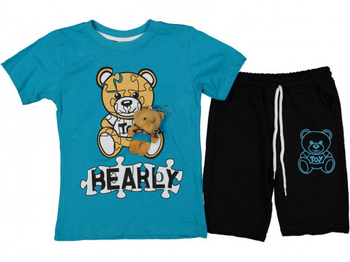 Compleu Albastru, Bearly, 2 Piese, 100% Bumbac, Pentru Baietei, 3-6 ani