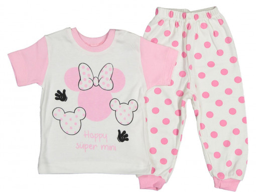 Pijama pentru fetite Super Minnie, roz,Bumbac 100%