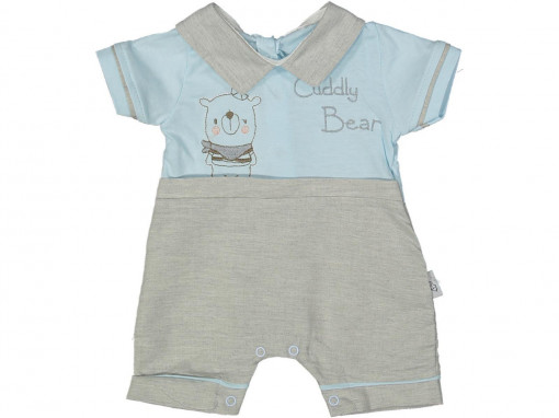 Salopeta Albastra, Cuddly Bear, 100% Bumbac, Pentru Bebelusi, 3-9 luni