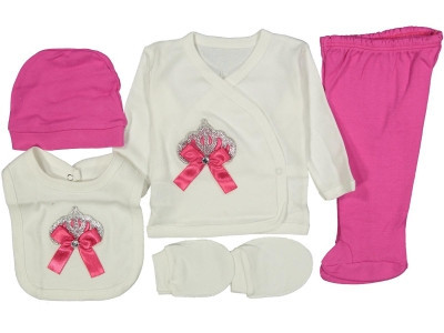 Set 5 Piese, Princess, Pentru Fetite, 100% Bumbac, 0-3 luni