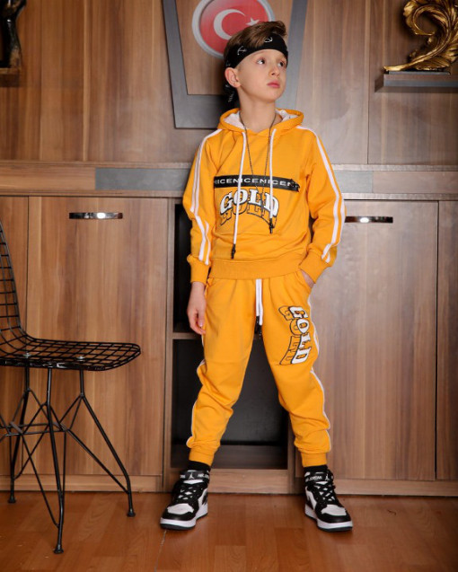 Trening Gold, Portocaliu, 2 Piese, Hanorac si Pantaloni, Pentru Baieti, 5-8 ani