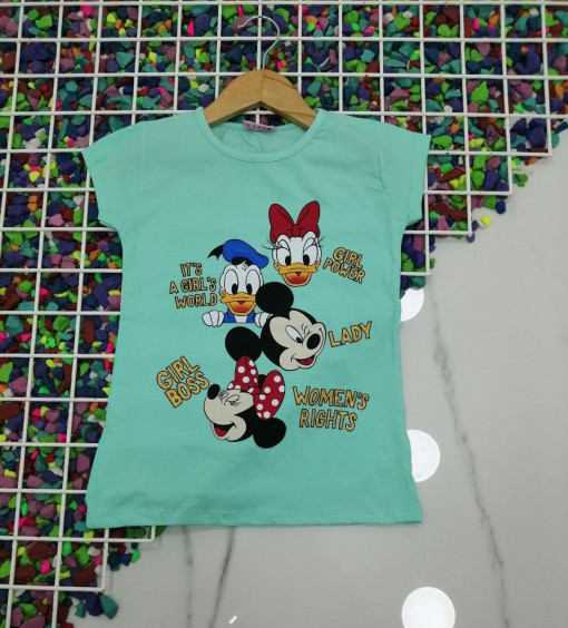 Tricou Girl Power, Turcoaz, 100% Bumbac, Pentru Fetite, 2-8 ani