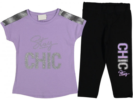 COMPLEU CHIC PENTRU FETITE, 100% BUMBAC MOV
