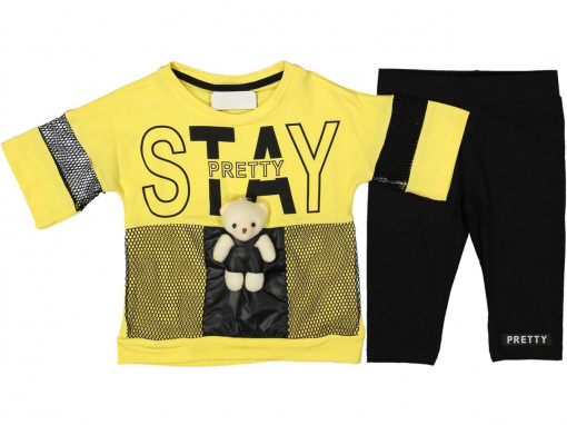 Compleu Stay Pretty pentru fetite, 100% Bumbac Galben