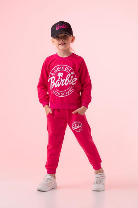 Trening Barbie Party Roz, 3 Piese, Hanorac, Pantaloni si Sepcuta, Pentru Fete, 5-9 Ani