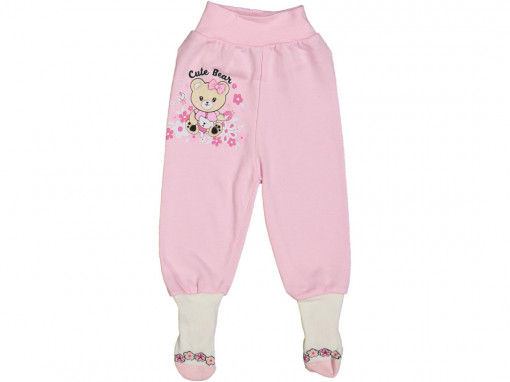 Pantaloni Cute Bear pentru copii, roz, Bumbac 100%, 3-12 luni
