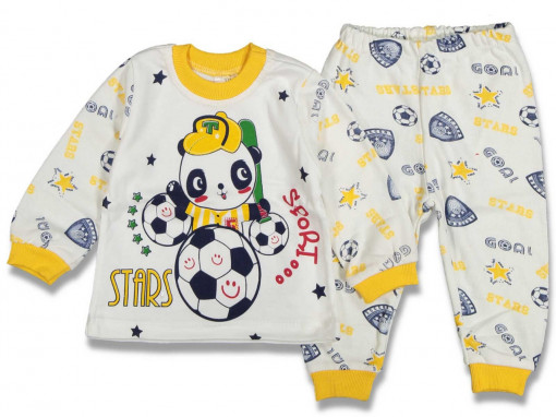 Pijama pentru baietei, ursulet panda, galbena