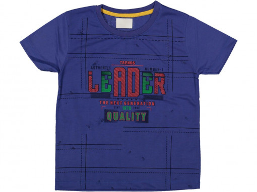 Tricou LEADER pentru baieti, 100% Bumbac Albastru, 8-12 ani