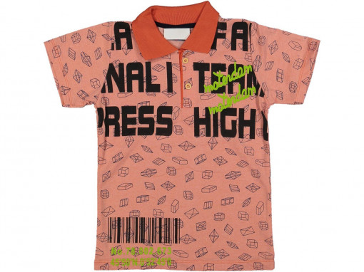 Tricou Portocaliu, cu Guler, Pentru Baietei, 8-12 ani