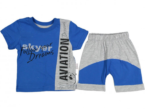 Compleu Albastru, Follow Your Dreams, 100% Bumbac, Pentru Baieti, 9-24 luni