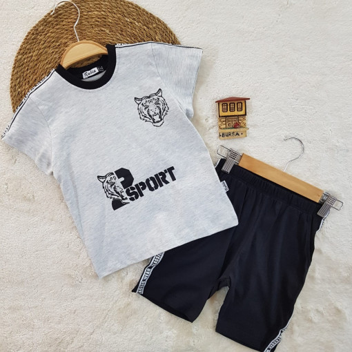 Compleu Tiger pentru baietei, 100% Bumbac Negru, 3-6 ani