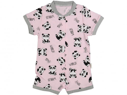Salopeta Roz, Ursuleti Panda, 100% Bumbac, Pentru Bebelusi, 1-3 ani