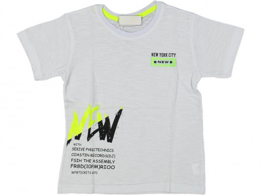 Tricou Alb, New York, 100% Bumbac, Pentru Copii, 5-8 ani