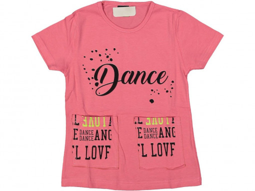 Tricou Dance pentru fetite, 100% Bumbac Roz, 3-7 ani