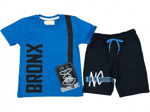 COMPLEU 2 PISESE BRONX, 100% BUMBAC ALBASTRU