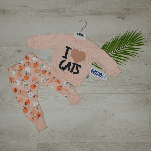 Compleu Fetite I Love Cats Orange