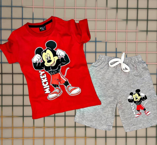 Compleu Mickey Gym pentru baietei, 100%Bumbac Rosu