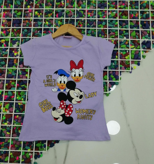 Tricou Girl Power, Mov, 100% Bumbac, Pentru Fetite, 2-8 ani