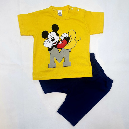 Tricou si Pantaloni, Mickey Mouse, 100% Bumbac, 6-12 luni