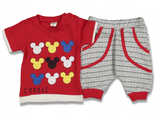 Compleu 2 piese, pentru copii, Mickey Mouse, rosu