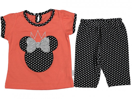 Compleu 2 Piese, Tricou si Pantaloni, Pentru Fetite, 100% Bumbac, Rosu