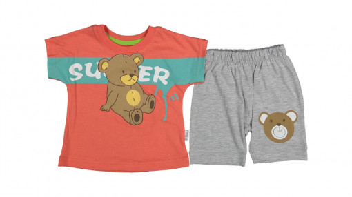 Compleu tricou si pantalon Ursulet Super, Portocaliu
