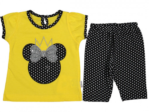 Compleu 2 Piese, Tricou si Pantaloni, Pentru Fetite, 100% Bumbac, Galben