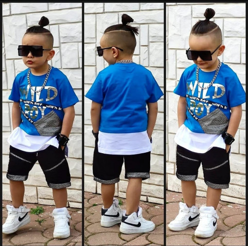 Compleu Wild Boy pentru baietei, 100% Bumbac Albastru