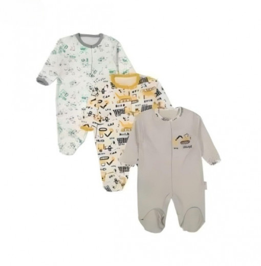 Set 3 Salopete, Macara, 100% Bumbac, Pentru Bebelusi, 0-9 luni