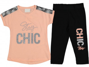 Compleu Corai, Chic, 100% Bumbac, Pentru Fetite, 6-9 ani