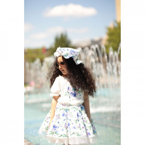 COMPLEU BLUZA, FUSTITA SI PALARIE PENTRU FETITE, MOV