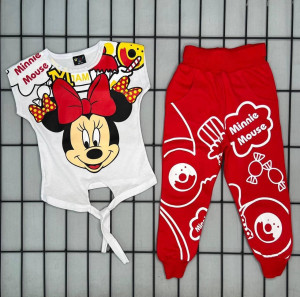 Compleu pentru fetite Mickey Mouse, 100% Bumbac Rosu