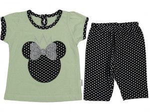 Compleu tricou si pantalon pentru copii, Minnie, verde, 9-24 luni
