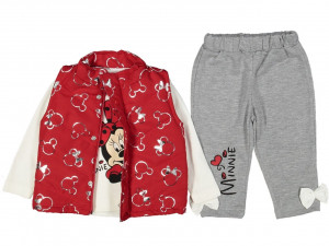 Compleu vesta Minnie Mouse, bluza si pantalon, Rosu